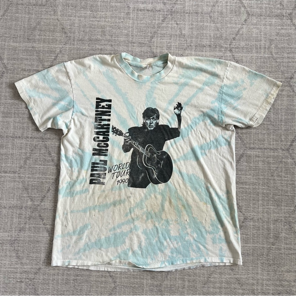 Vintage 1990s Stedman Paul McCartney World Tour 1990 Tie-dye Rock Band Tee